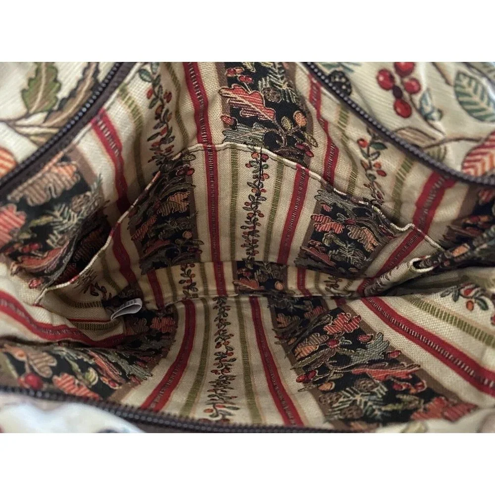Longaberger Crossbody Bag Hipster Boho Purse Autumn Path Leaves Berries Pinecone